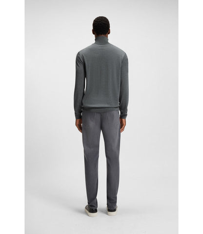 Boss Merino Wool Rollneck Sweater In A Slim Fit Grey