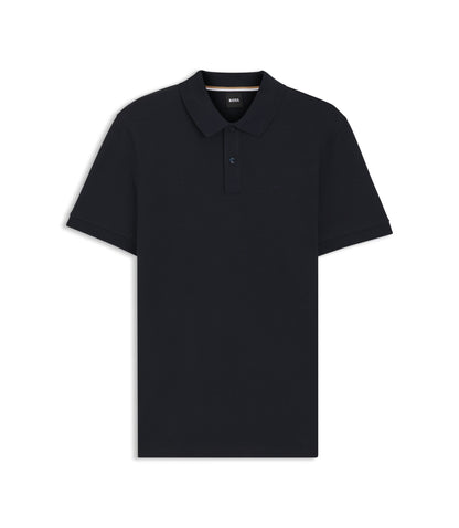 Boss Pallas Logo Detail Polo Shirt In Cotton Piqu Dark Blue