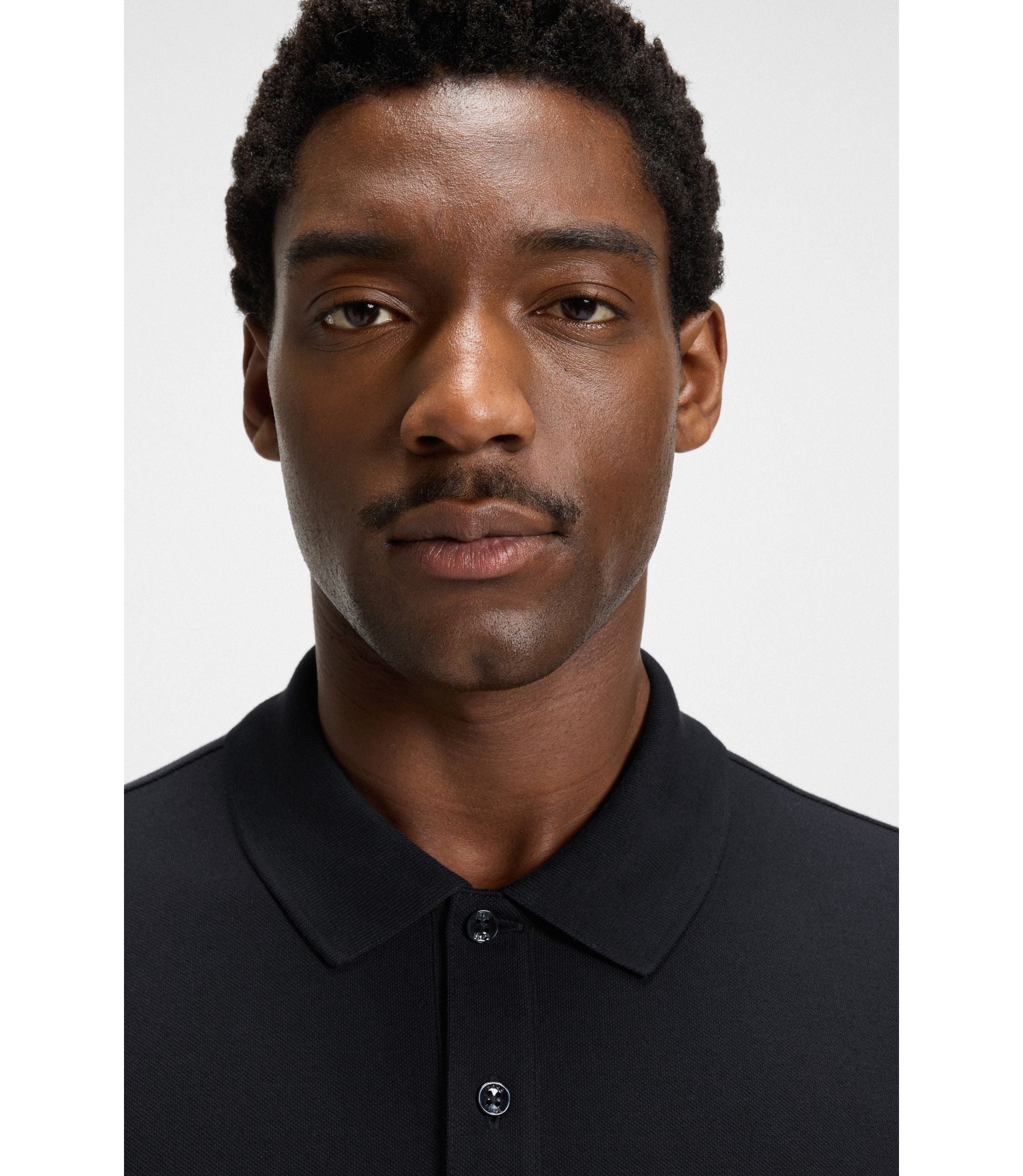 Boss Pallas Logo Detail Polo Shirt In Cotton Piqu Dark Blue