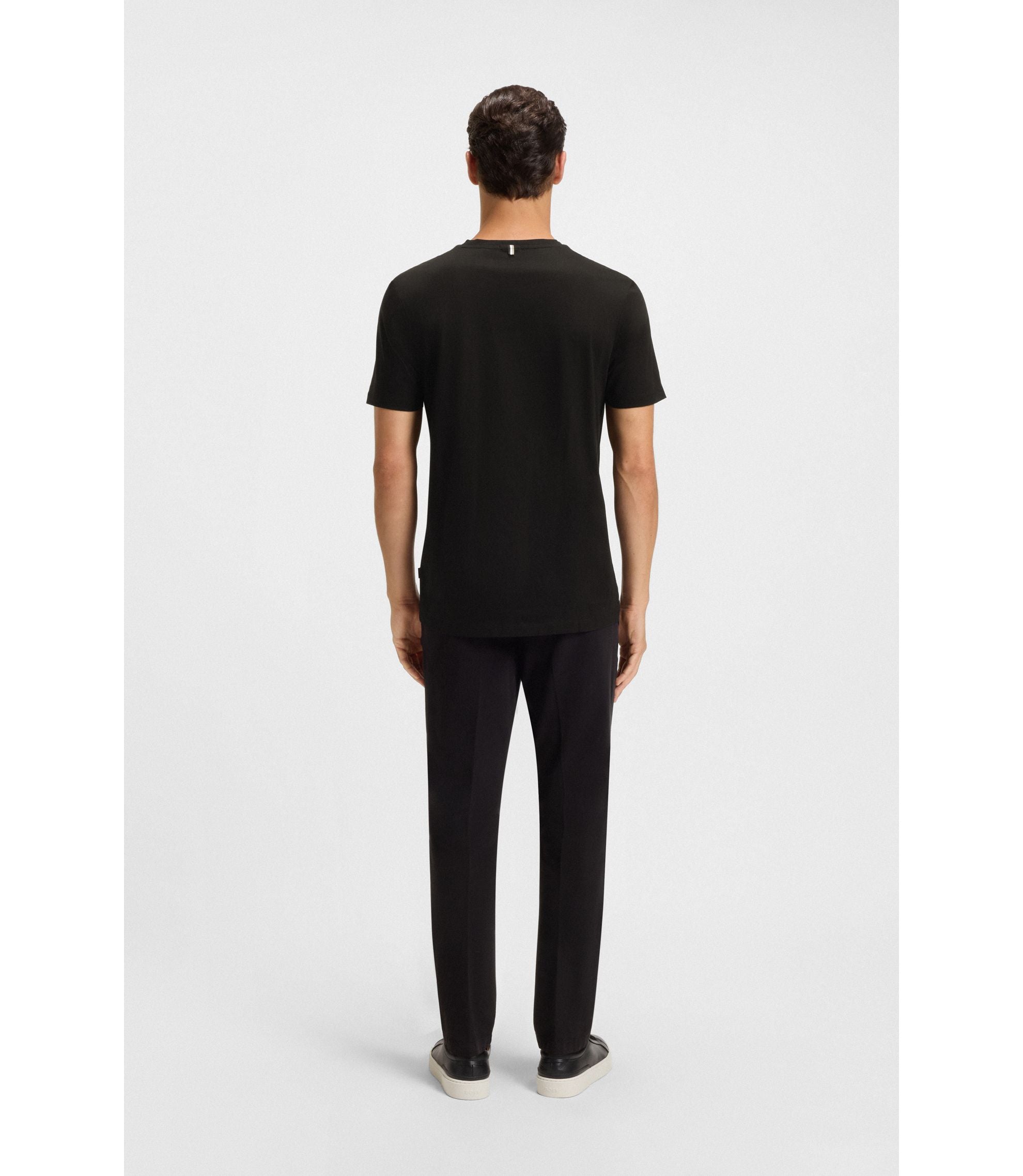 Boss Slim Fit T Shirt In Mercerized Cotton Black