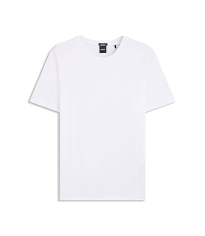 Boss Slim Fit Short Sleeved T Shirt In Mercerised Cotton White