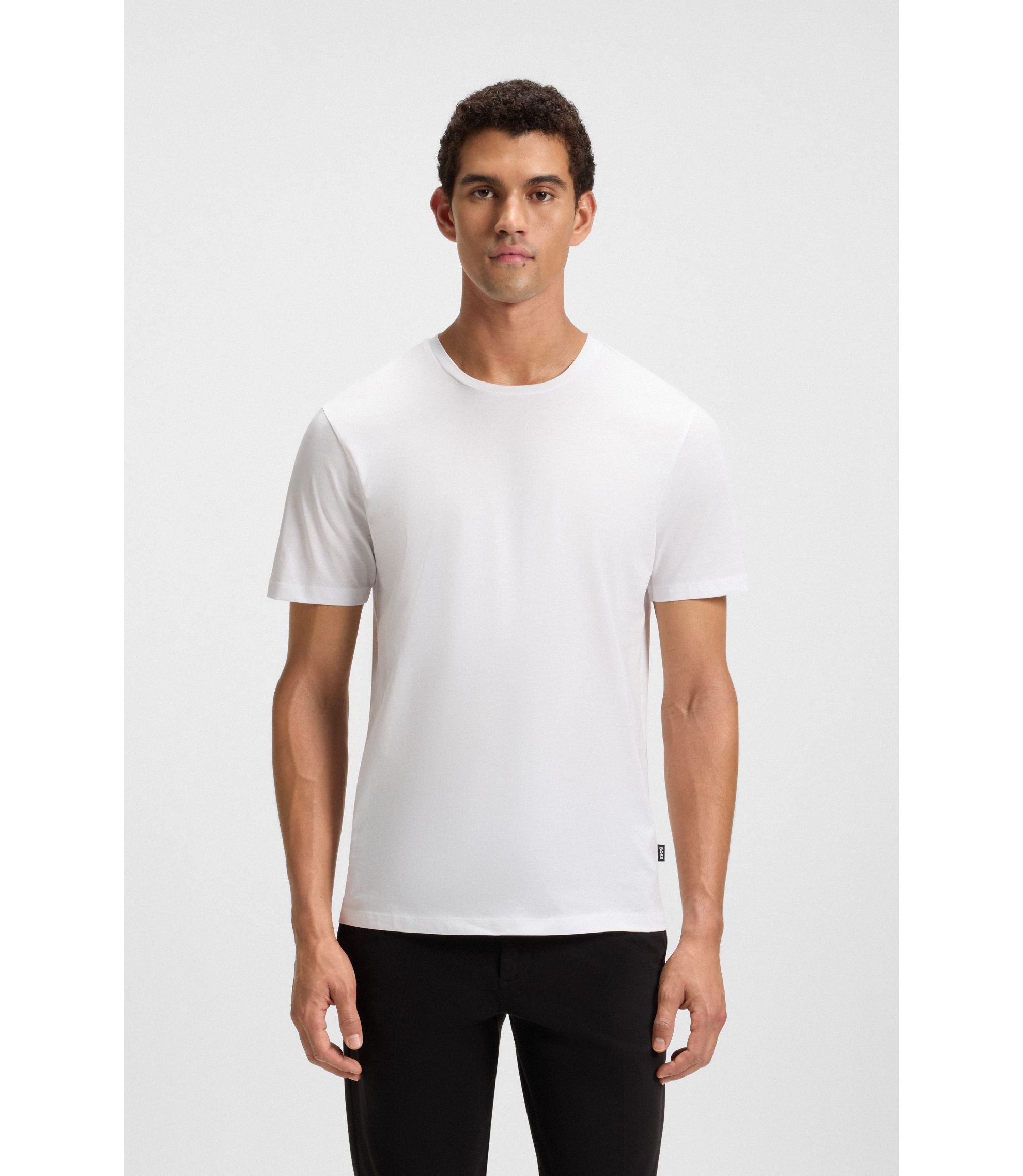 Boss Slim Fit Short Sleeved T Shirt In Mercerised Cotton White