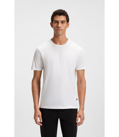 Boss Slim Fit Short Sleeved T Shirt In Mercerised Cotton White