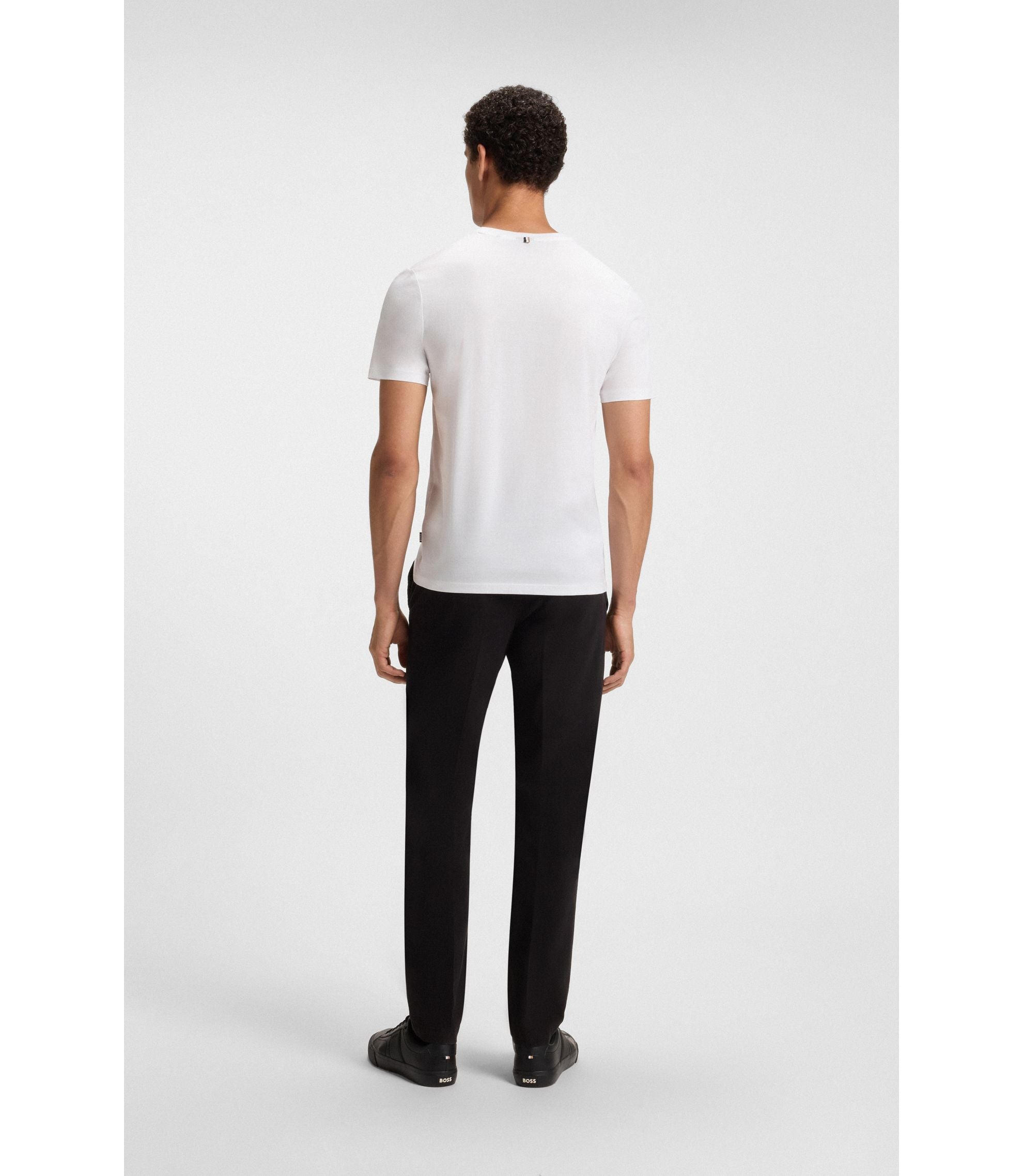 Boss Slim Fit Short Sleeved T Shirt In Mercerised Cotton White
