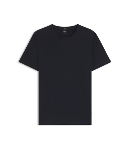 Boss Slim Fit T Shirt In Mercerized Cotton Dark Blue