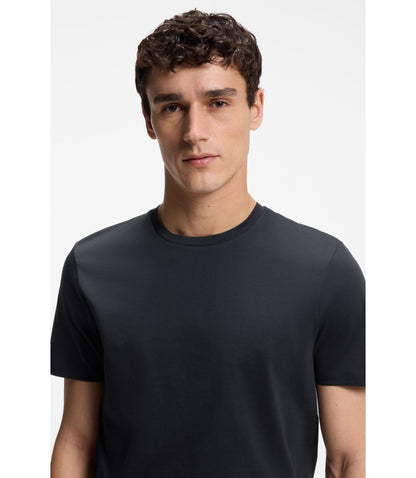 Boss Slim Fit T Shirt In Mercerized Cotton Dark Blue