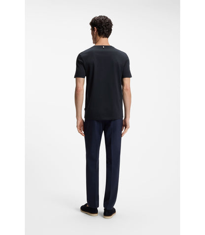 Boss Slim Fit T Shirt In Mercerized Cotton Dark Blue