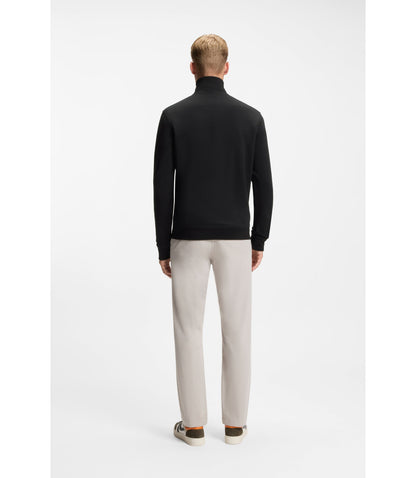 Boss Cotton Terry Sweatshirt With Zipper Collar Black