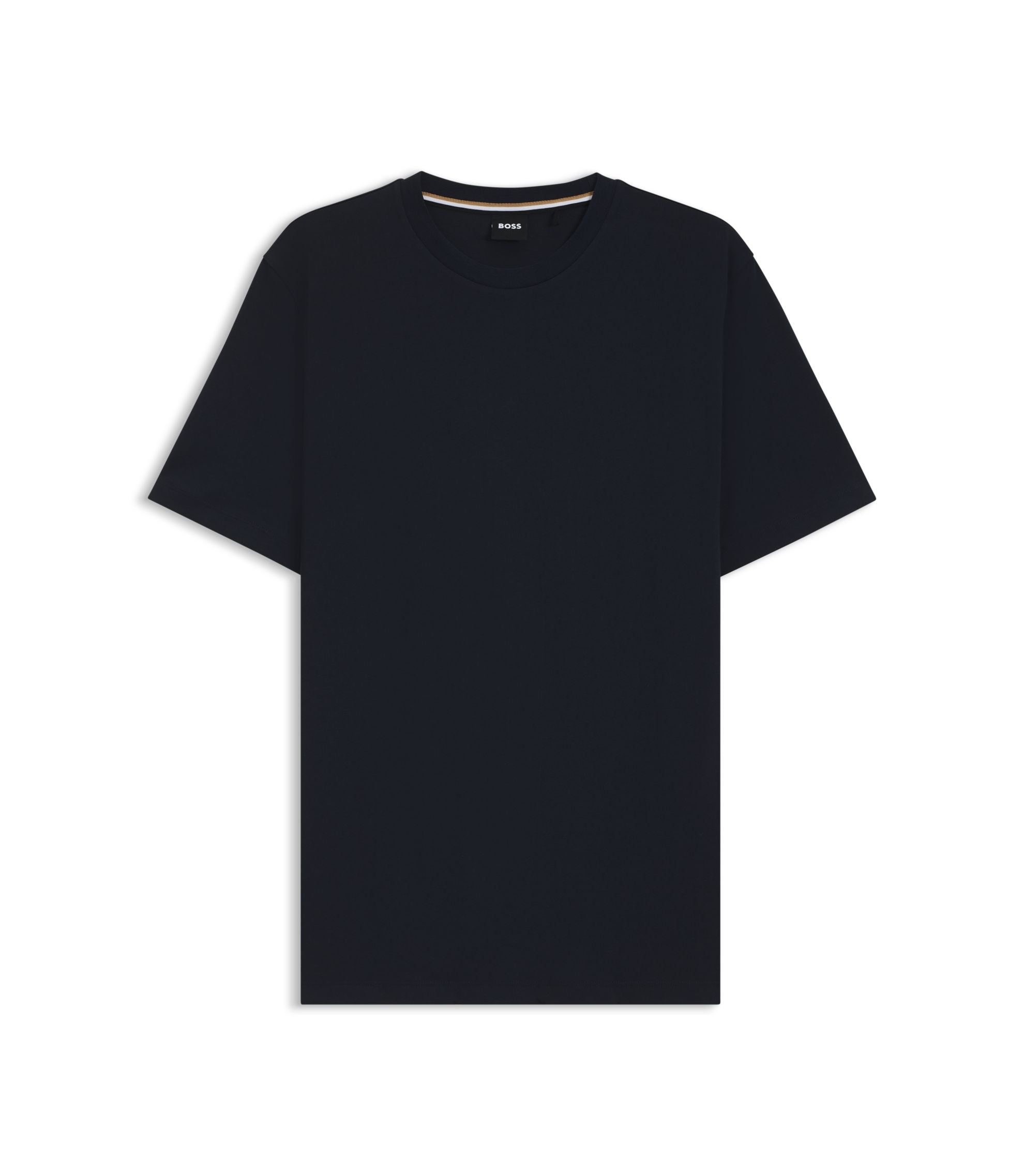 Boss Regular Fit T Shirt In Cotton Jersey Dark Blue