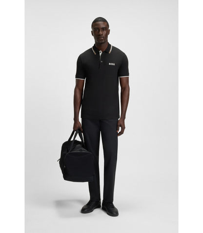 Boss Active Paddy Regular Fit Polo Shirt In Quick Dry Stretch Pique Black