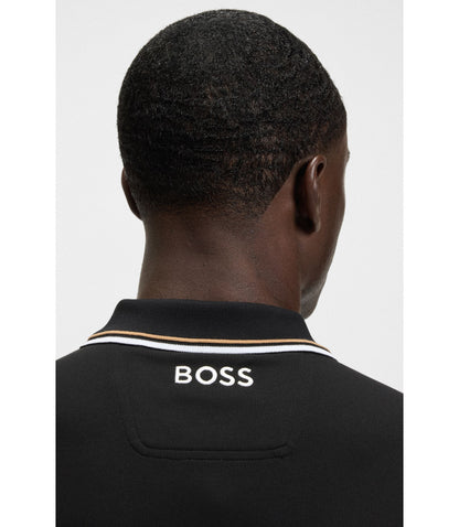 Boss Active Paddy Regular Fit Polo Shirt In Quick Dry Stretch Pique Black