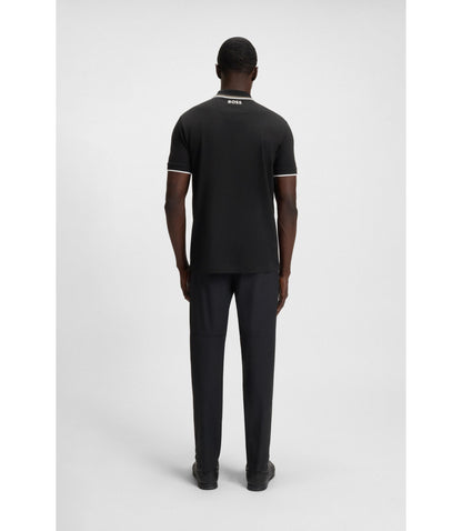 Boss Active Paddy Regular Fit Polo Shirt In Quick Dry Stretch Pique Black