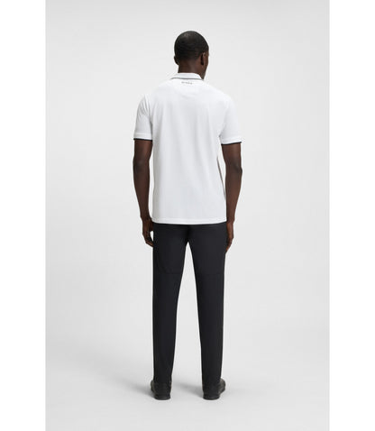 Boss Active Paddy Regular Fit Polo Shirt In Quick Dry Stretch Pique White