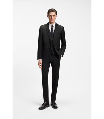 Boss One Slim Fit Vest In Virgin Wool Serge Black