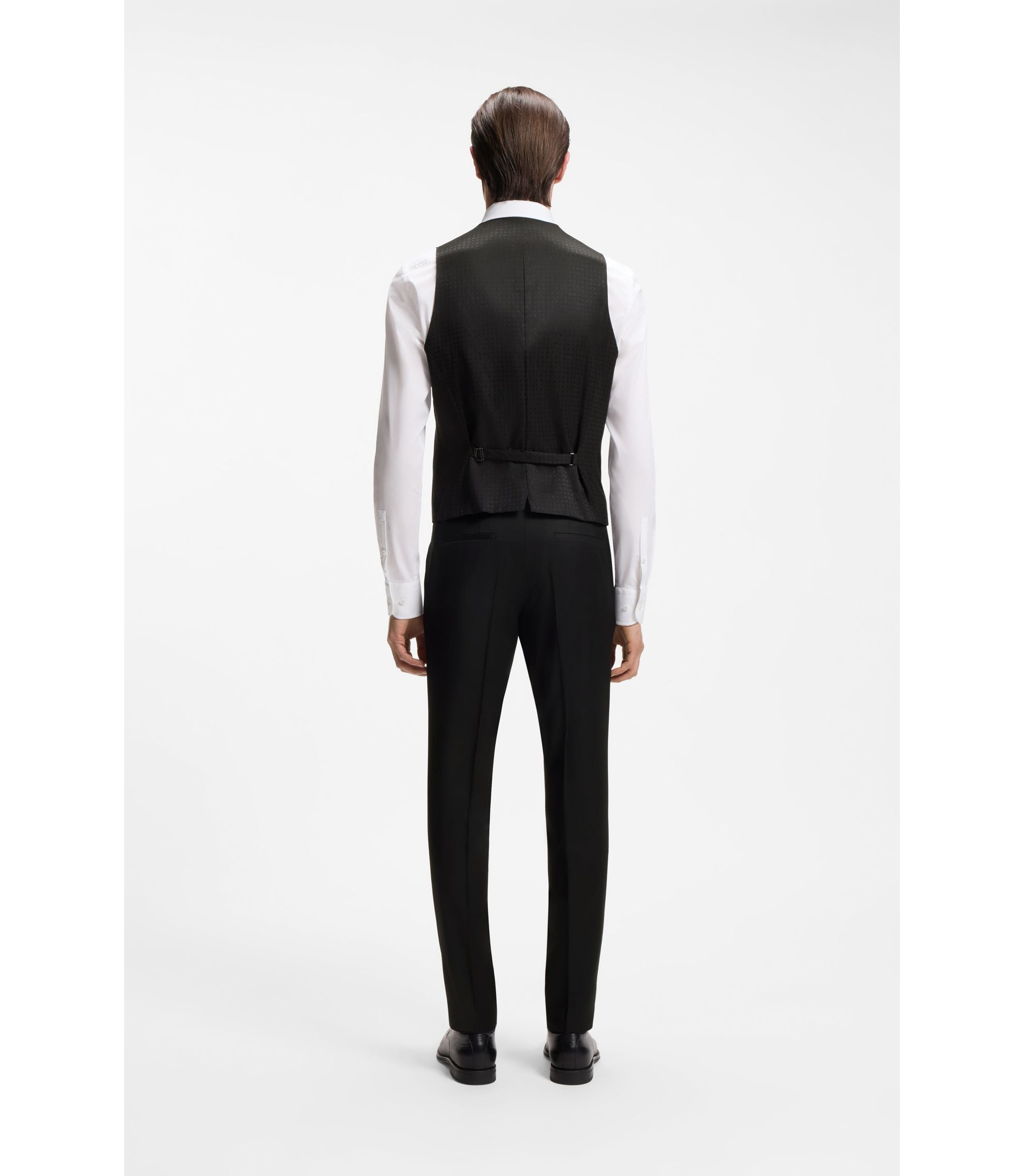 Boss One Slim Fit Vest In Virgin Wool Serge Black