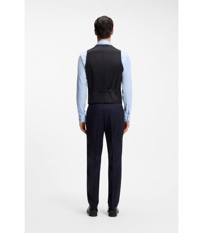 Boss One Slim Fit Vest In Virgin Wool Serge Dark Blue