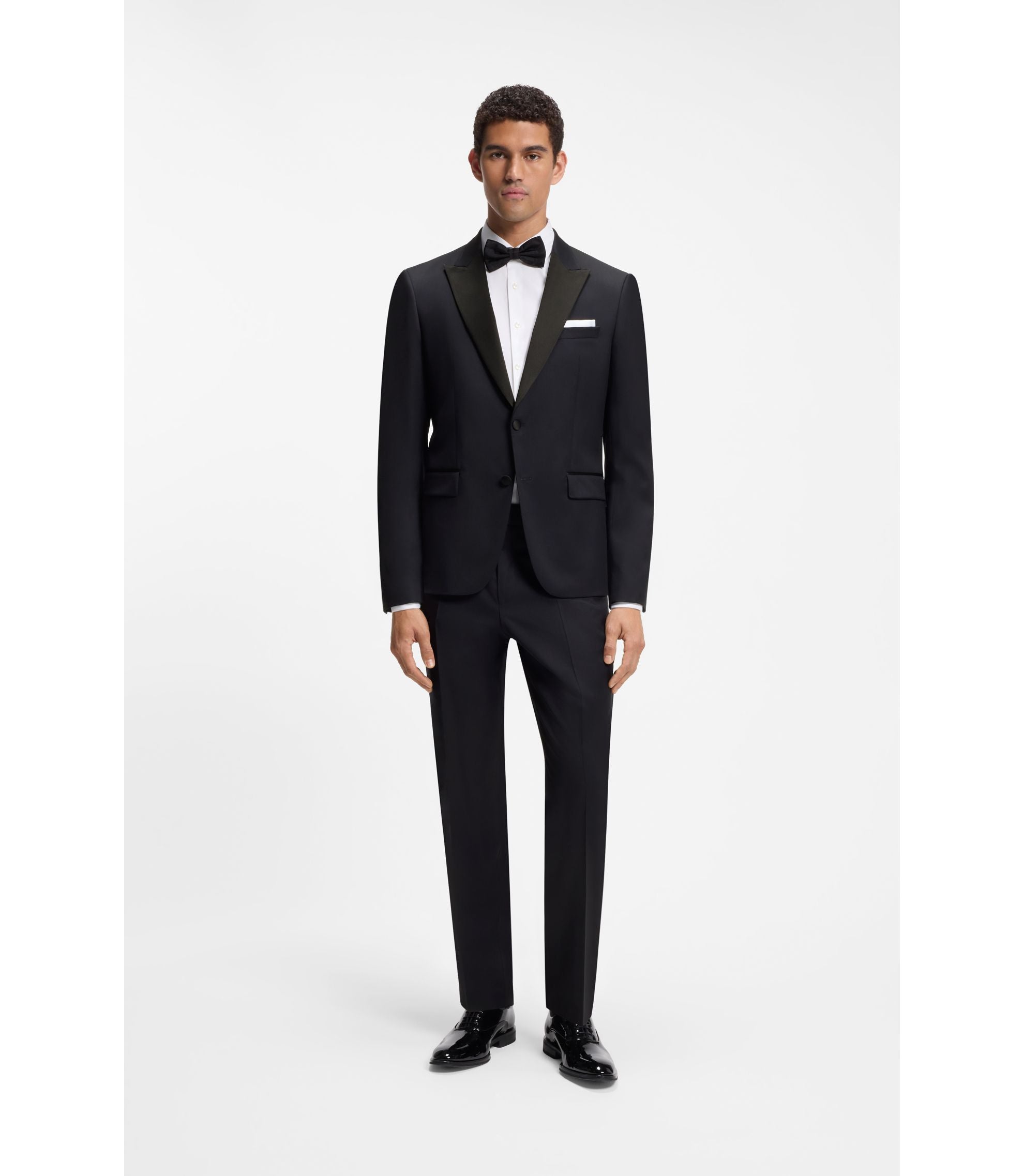 Boss Slim Fit Tuxedo Jacket In Virgin Wool Serge Dark Blue