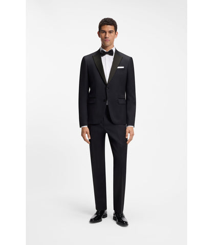 Boss Slim Fit Tuxedo Jacket In Virgin Wool Serge Dark Blue