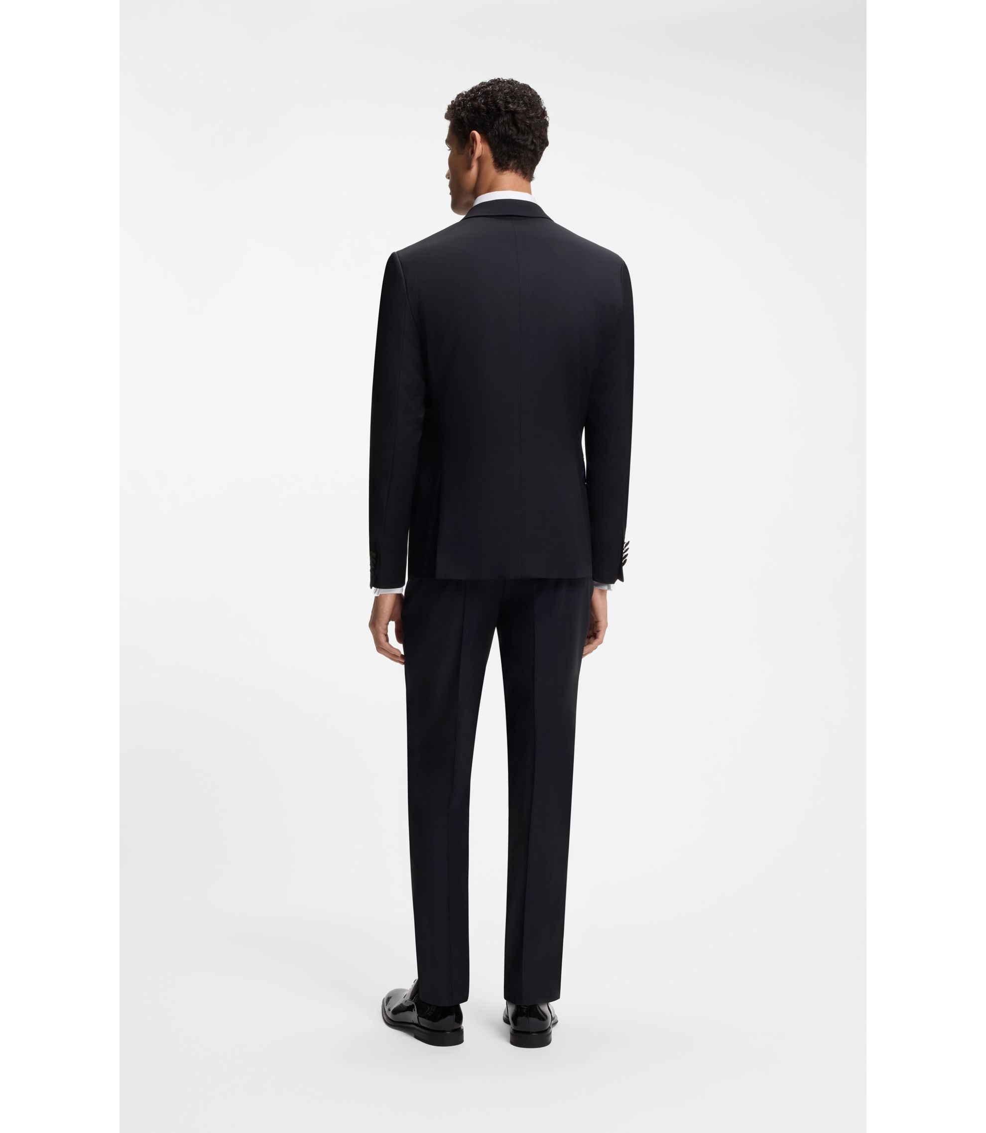 Boss Slim Fit Tuxedo Jacket In Virgin Wool Serge Dark Blue