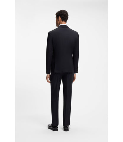 Boss Slim Fit Tuxedo Jacket In Virgin Wool Serge Dark Blue