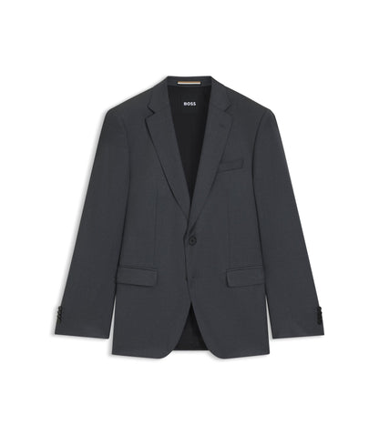 Boss One Slim Fit Suit Jacket In Virgin Wool Serge Dark Grey