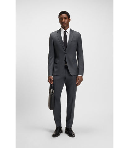 Boss One Slim Fit Suit Jacket In Virgin Wool Serge Dark Grey