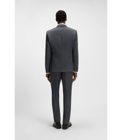 Boss One Slim Fit Suit Jacket In Virgin Wool Serge Dark Grey