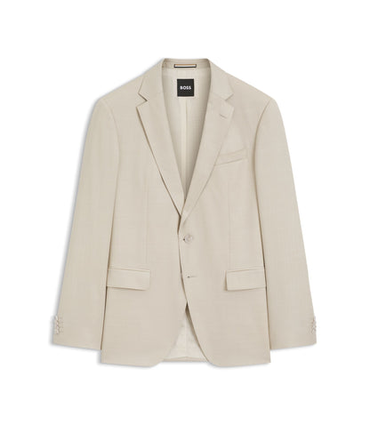Boss One Slim Fit Suit Jacket In Virgin Wool Serge Light Beige