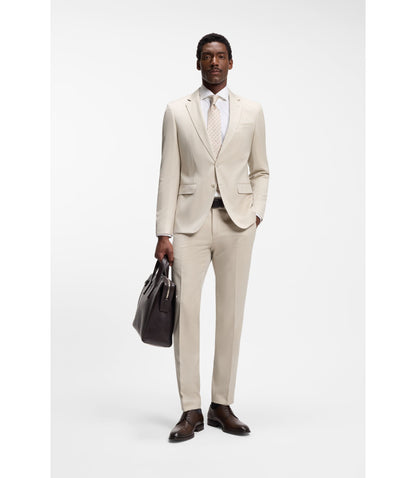 Boss One Slim Fit Suit Jacket In Virgin Wool Serge Light Beige