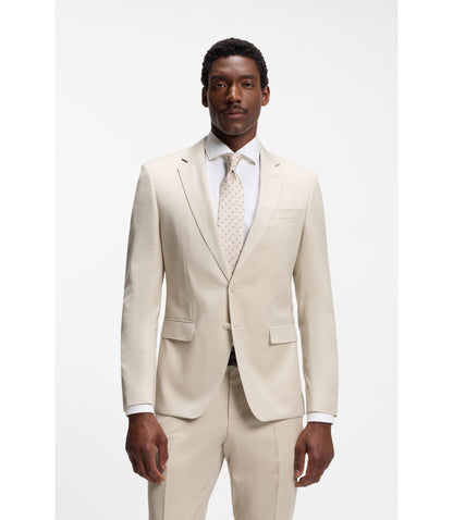 Boss One Slim Fit Suit Jacket In Virgin Wool Serge Light Beige