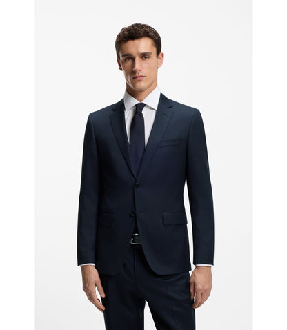 Boss One Slim Fit Suit Jacket In Virgin Wool Serge Dark Blue