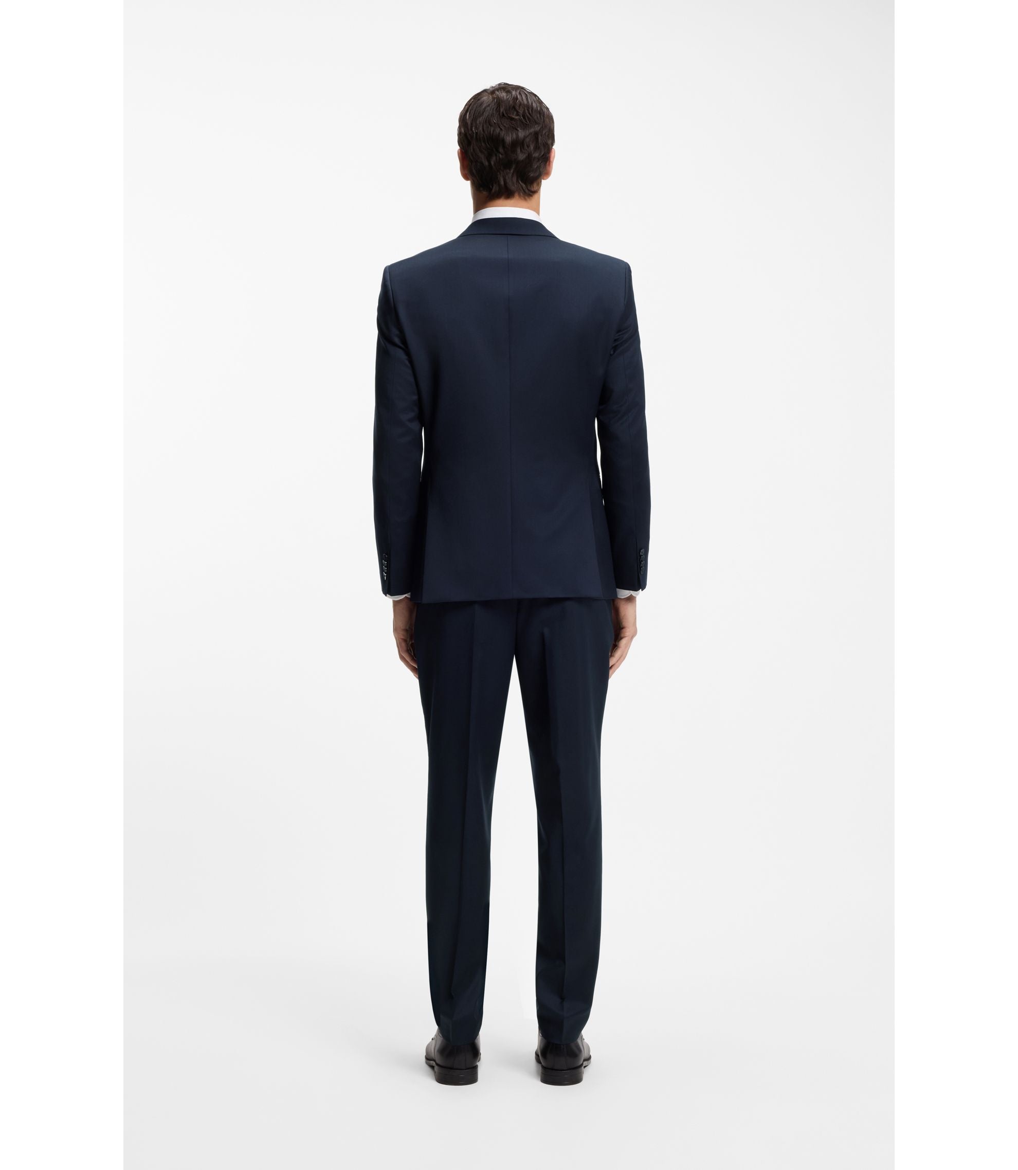Boss One Slim Fit Suit Jacket In Virgin Wool Serge Dark Blue