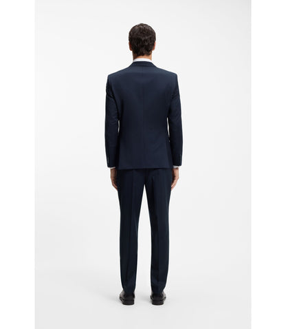 Boss One Slim Fit Suit Jacket In Virgin Wool Serge Dark Blue