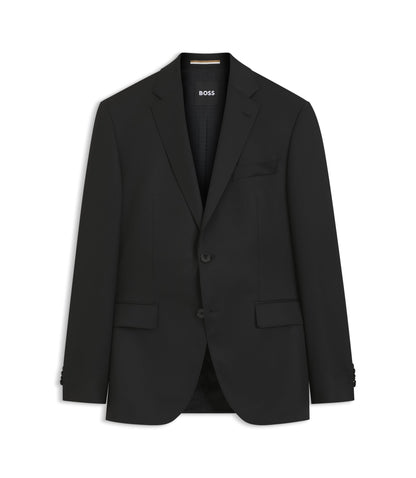 Boss One Regular Fit Suit Jacket In Virgin Wool Serge Black