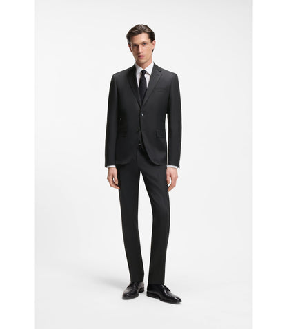 Boss One Regular Fit Suit Jacket In Virgin Wool Serge Black