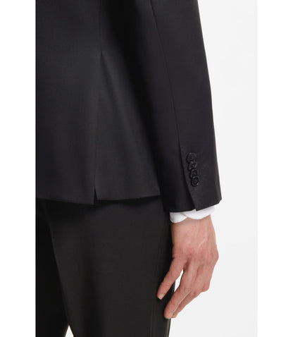 Boss One Regular Fit Suit Jacket In Virgin Wool Serge Black