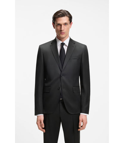 Boss One Regular Fit Suit Jacket In Virgin Wool Serge Black