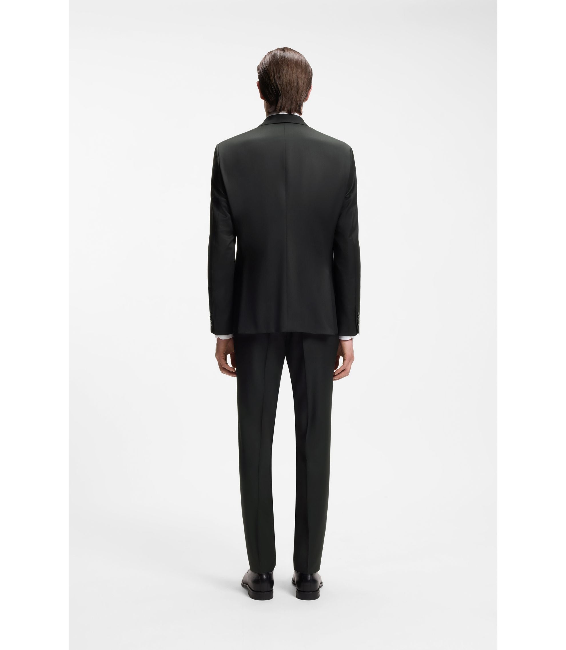 Boss One Regular Fit Suit Jacket In Virgin Wool Serge Black