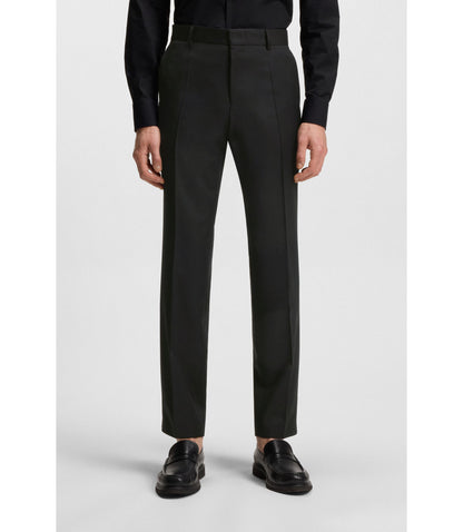 Boss Slim Fit Pants In Virgin Wool Serge Black
