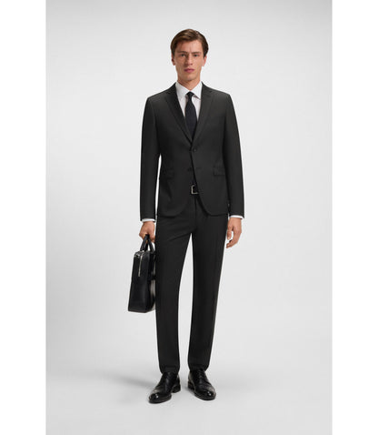 Boss Extra Slim Fit Suit Jacket In Virgin Wool Serge Black