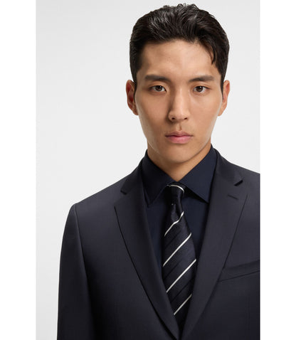 Boss Extra Slim Fit Suit Jacket In Virgin Wool Serge Dark Blue