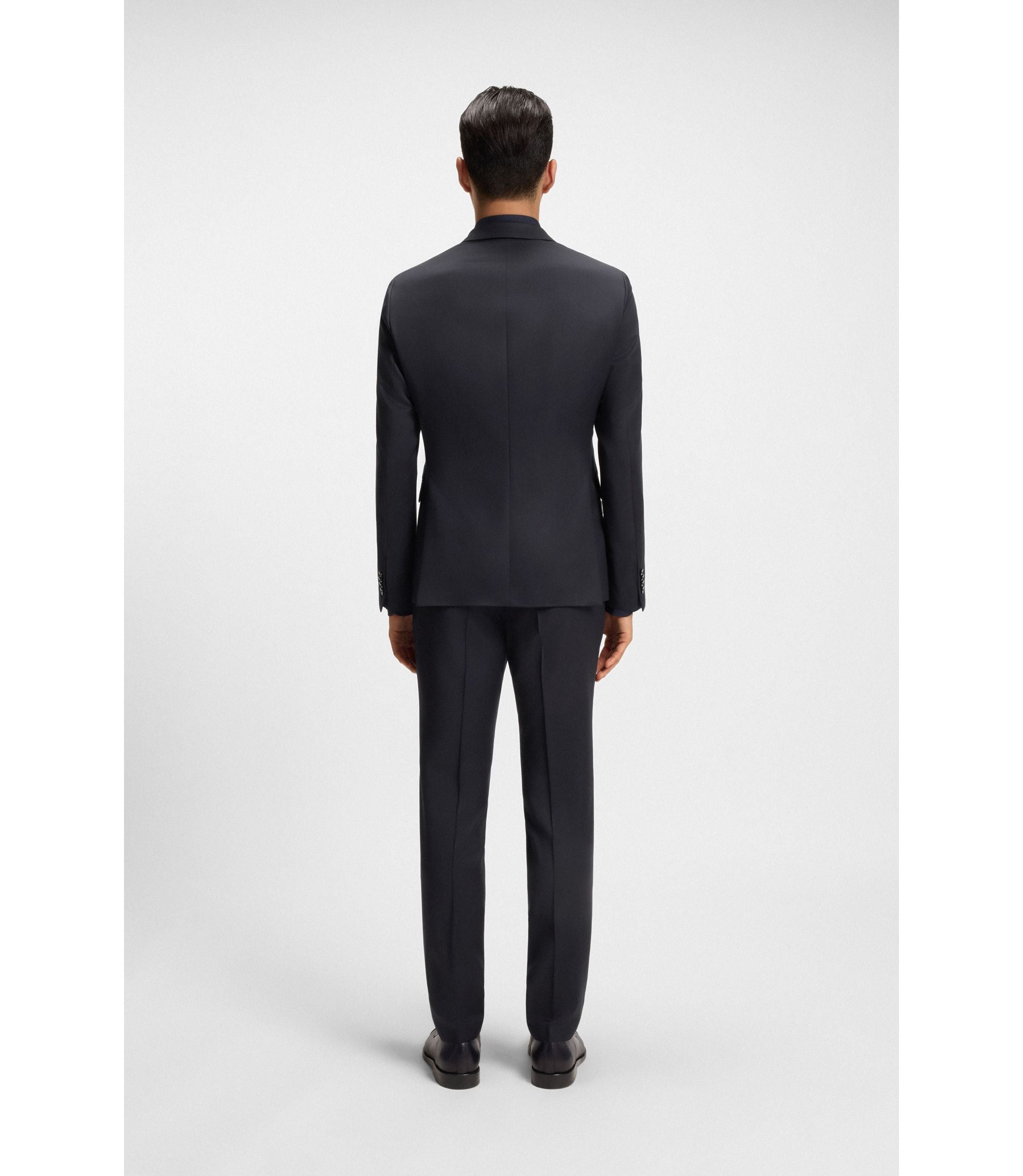 Boss Extra Slim Fit Suit Jacket In Virgin Wool Serge Dark Blue