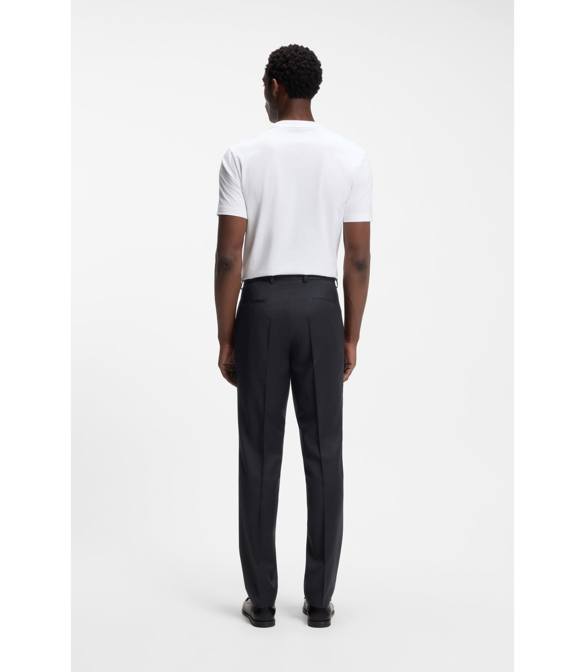 Boss Regular Fit Pants In Virgin Wool Serge Black