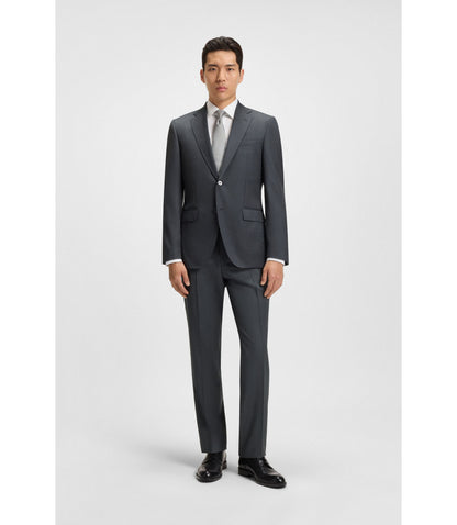 Boss Regular Fit Pants In Virgin Wool Serge Dark Grey
