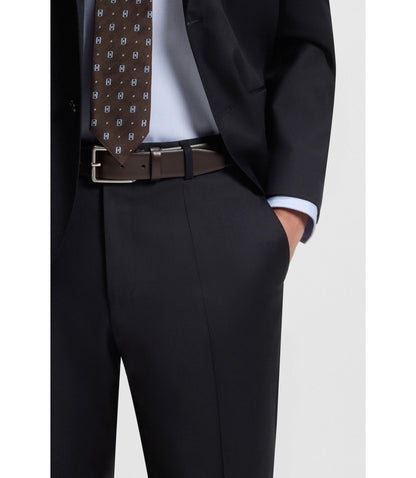 Boss Regular Fit Pants In Virgin Wool Serge Dark Blue