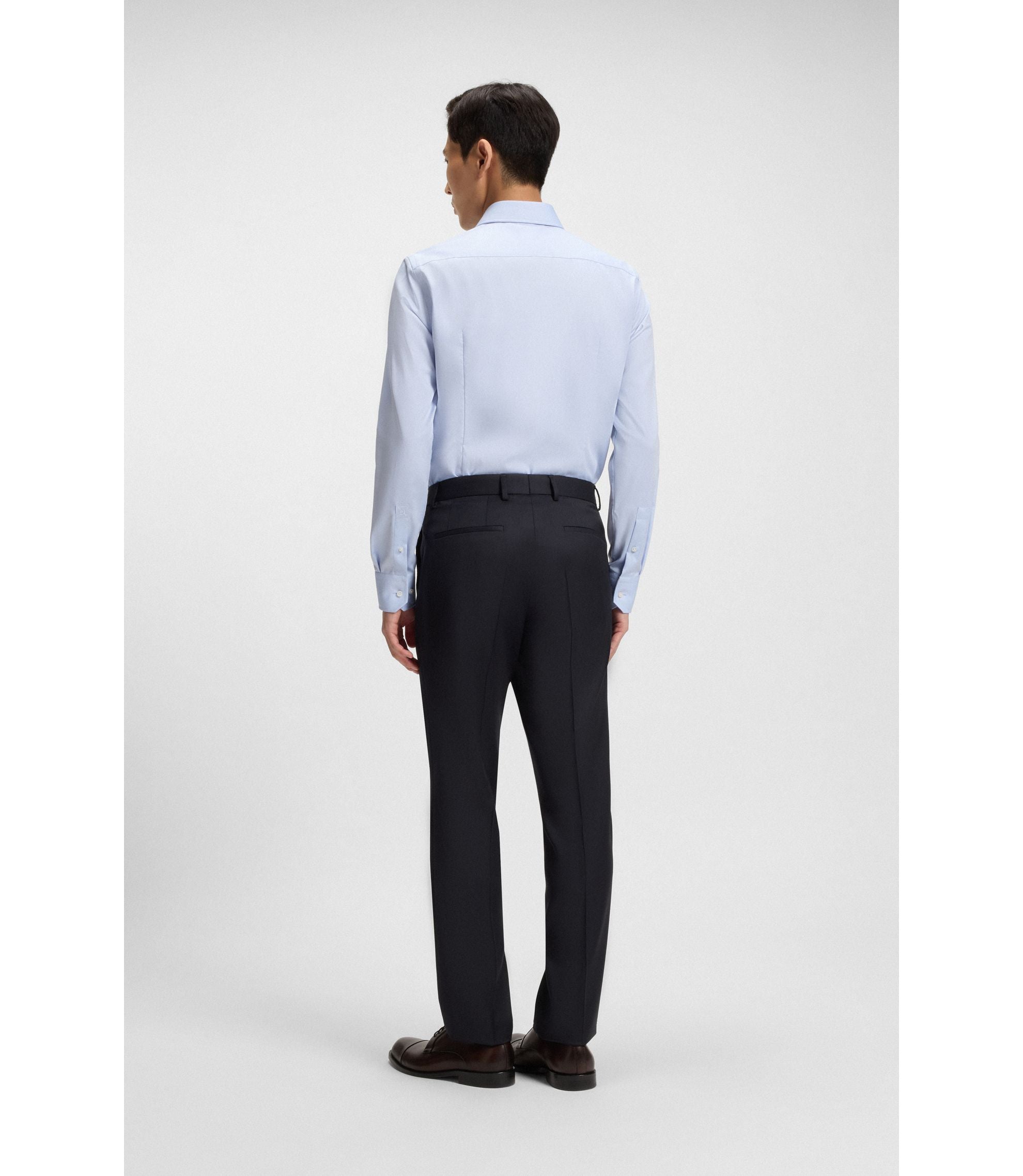 Boss Regular Fit Pants In Virgin Wool Serge Dark Blue