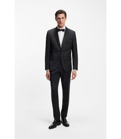 Boss Slim Fit Tuxedo Pants In Virgin Wool Serge Dark Blue