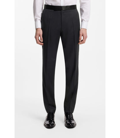 Boss Slim Fit Tuxedo Pants In Virgin Wool Serge Dark Blue