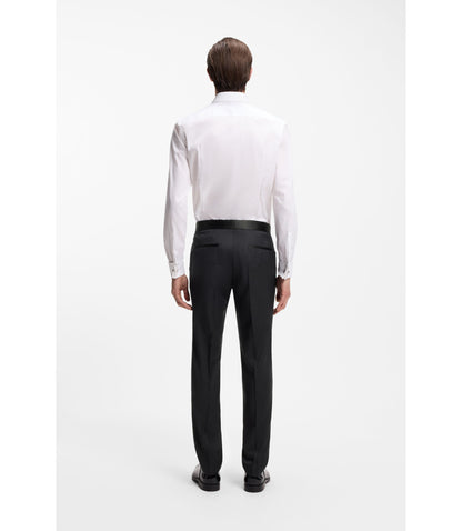 Boss Slim Fit Tuxedo Pants In Virgin Wool Serge Dark Blue