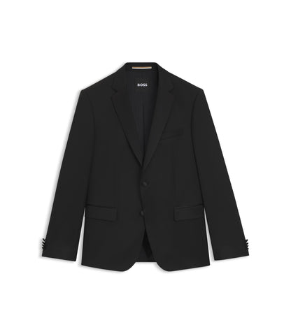 Boss Slim Fit Tuxedo Jacket In Virgin Wool Serge Black